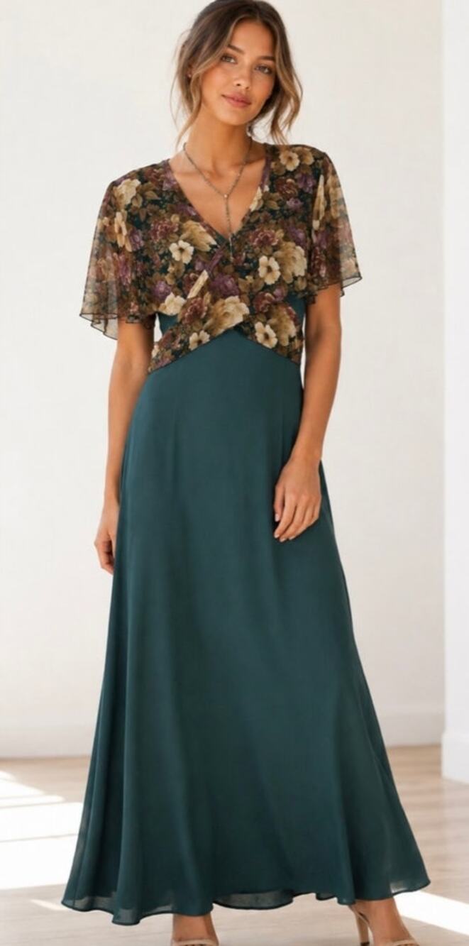 Stunning Vintage 90's Fairycore Jody California Floral Midi Dress